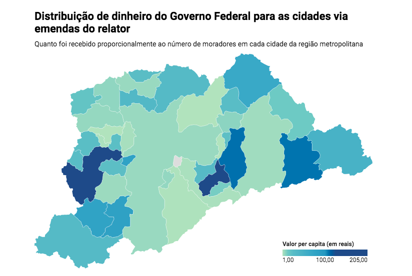 Proporcionalmente, dinheiro de emendas enviado à cidade de